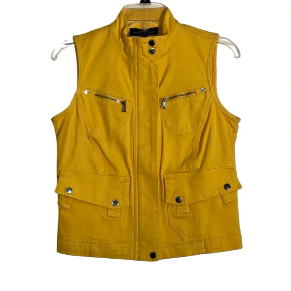 Lauren Ralph Lauren vintage denim yellow vest. Size S/P. GUC - Picture 2 of 9